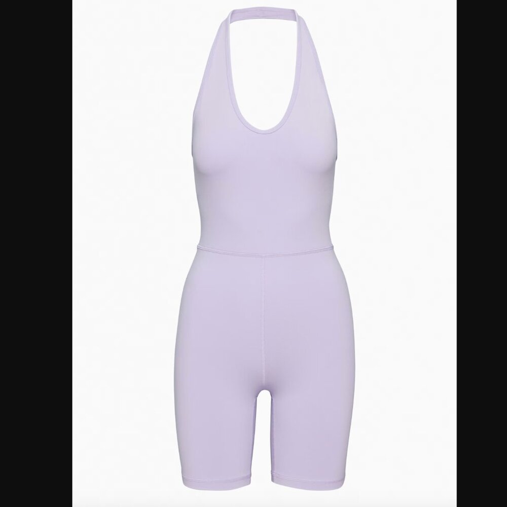 NWT Aritzia Wilfred Free Look Halter Neck Romper in Lavandin
